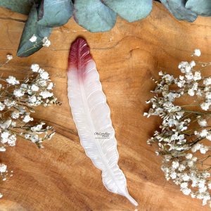 Marque-page plume - Blanc et rose