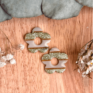 Rayures 25mm - Crème, paillettes dorées et terracotta