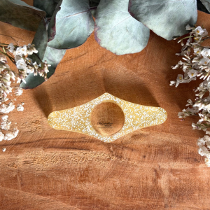 Bague de lecture n°3 - Jaune et paillettes blanches