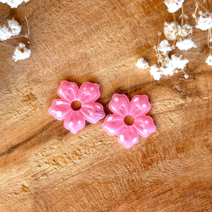 Pampilles Tropique 20mm - Rose et pois blancs