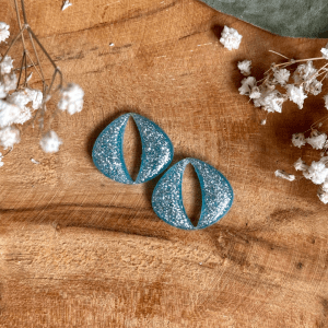 Pampilles Iris 20mm - Bleu fluo et paillettes argentées