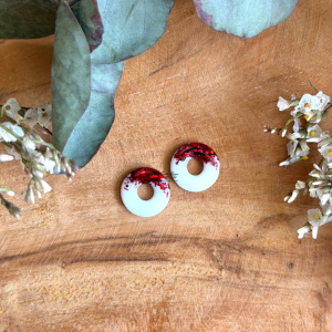 Pampilles donuts - Blanc et paillettes rouges