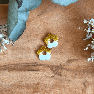 Pampilles fleurs de cerisiers - Blanc et paillettes dorées