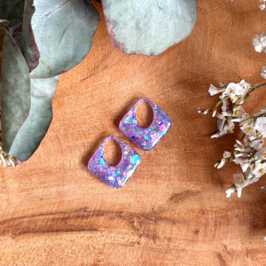 Pampilles losanges 20mm - Paillettes holographiques violette