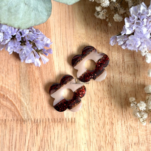 Rayures 25mm - Beige, marron et paillettes dorées