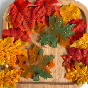 Dessous feuilles d'érables  - Kaki et terracotta, lot de 2