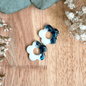Pampilles fleurs de cerisiers  - Blanc et paillettes bleues