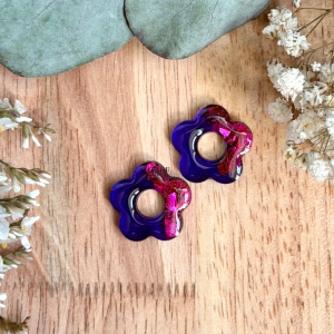 Pampilles fleurs de cerisiers  - Violet et paillettes roses