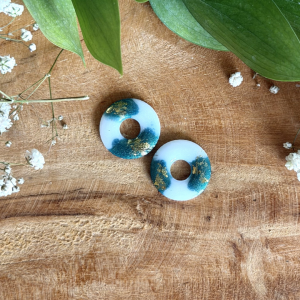 Pampilles donuts 20mm - Blanc, vert et dotée