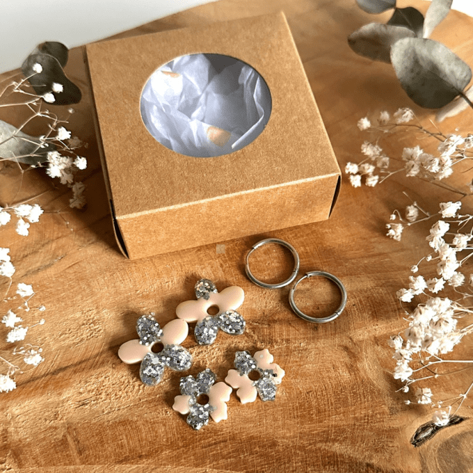 box boucles d'oreilles créoles rondes + 2 pampilles